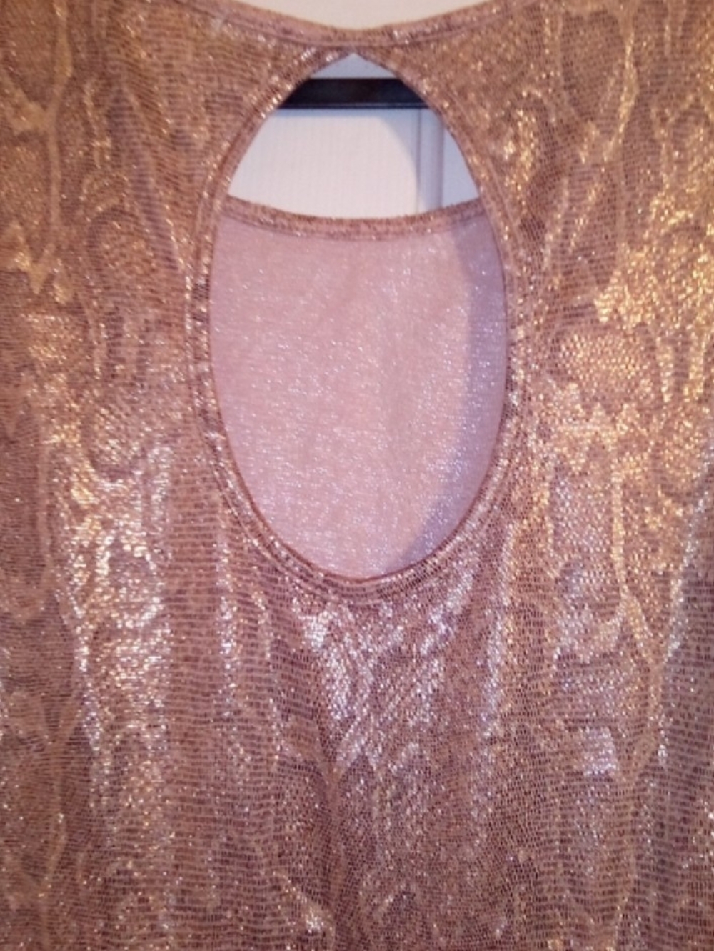 Charlotte Russe Rose Gold Metallic Snakeskin Skater Mini Dress Coquette Size M - Picture 4 of 6